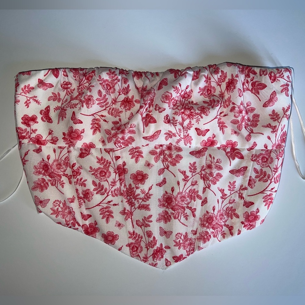 Princess Polly Red Floral Strapless Top